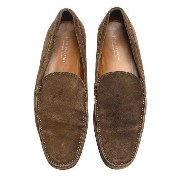 John Varvatos Distressed Suede Loafers - Brown | 10 - Picture 2 of 14